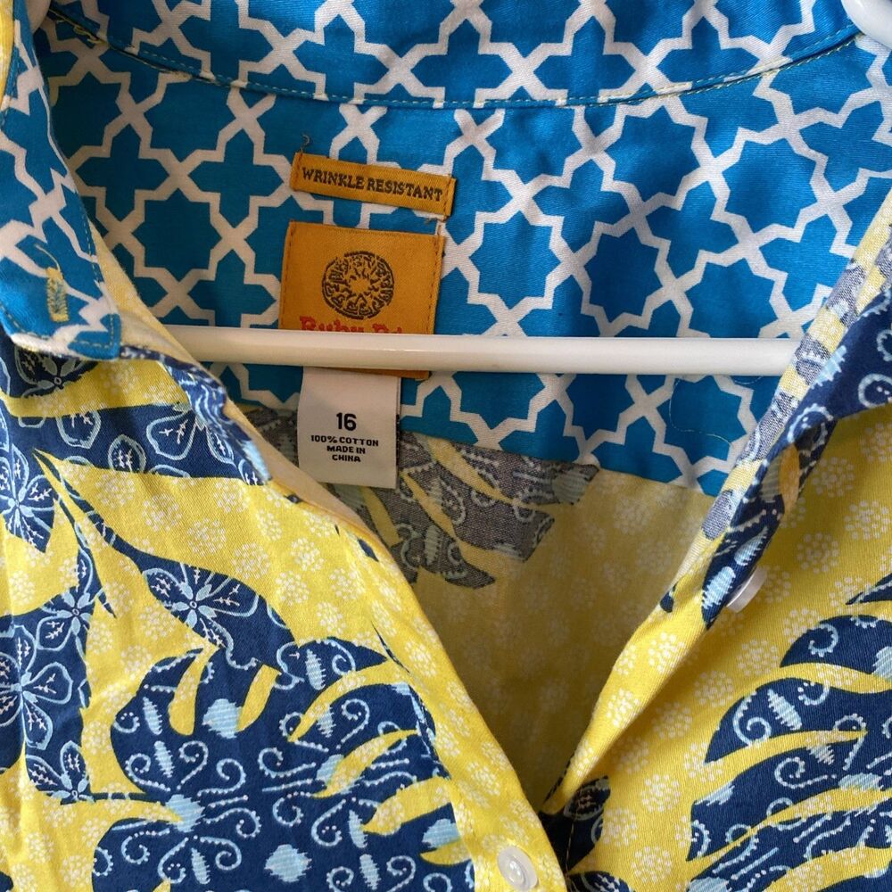 Ruby Rd. Women’s Size 16 Button Up Shirt Long Sleeve Yellow Colorful - Picture 2 of 10